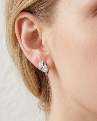 Waterdrop Zircon Hoop Earrings-W