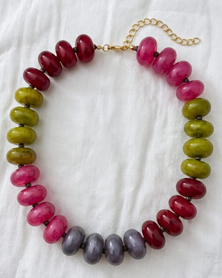 Pre-Order Fall Multicolor Chunky Bead Necklaces Pink Tones-W