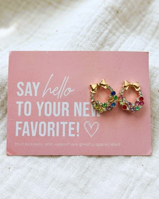 Holiday Multicolor Wreath Earrings-W