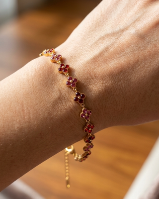 Crystal Flower Shaped Bead Adjustable Necklace & Bracelet Set-W