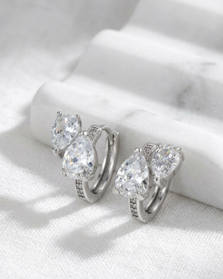 Waterdrop Zircon Hoop Earrings-W