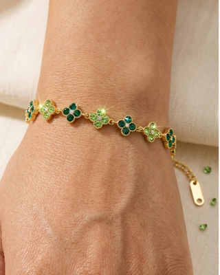 Crystal Flower Shaped Bead Adjustable Necklace & Bracelet Set-W