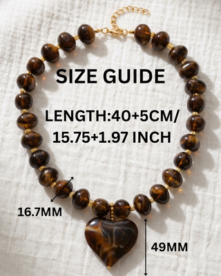 Pre-Order Chunky Bead With Heart Pendant Statement Necklaces-W