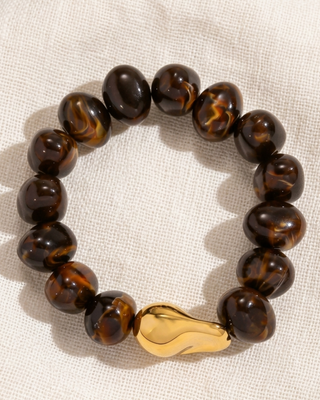 Chunky Acrylic Bead Irregular Gold Bracelet-W