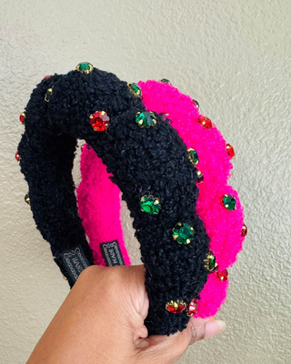 Christmas Fuzzy Rhinestone Headbands-W