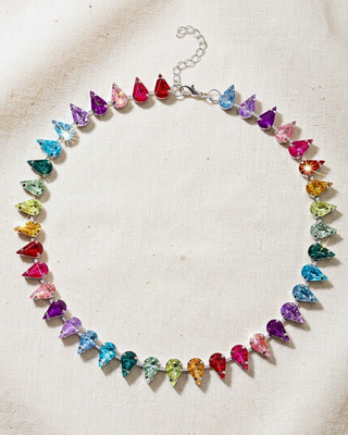 Multicolor Water-Drop Gemstone Crystal Necklace-W