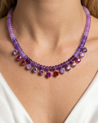 Beaded Crystal Charms Adjustable Necklaces-W