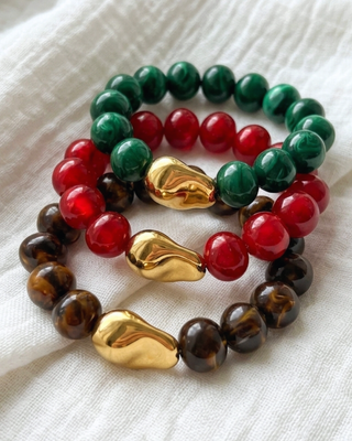 Chunky Acrylic Bead Irregular Gold Bracelet-W