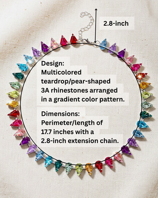 Multicolor Water-Drop Gemstone Crystal Necklace-W