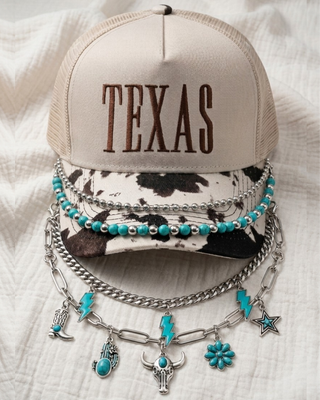Western Cap Chains Turquoise Set of 4-W