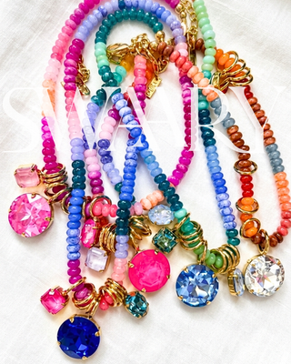Pre-Order Big Crystal Multicolor Bead Statement Necklaces-W