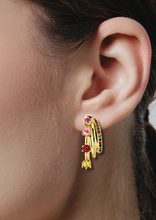 14K Gold Plated Multicolor Earring-W