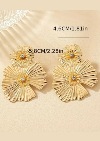 14K Gold-Plated Flower & Crystal Earring.