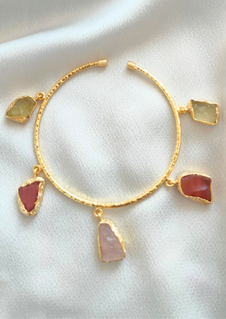 GOLD PLATED ROCK STONE BANGLE BRACELET