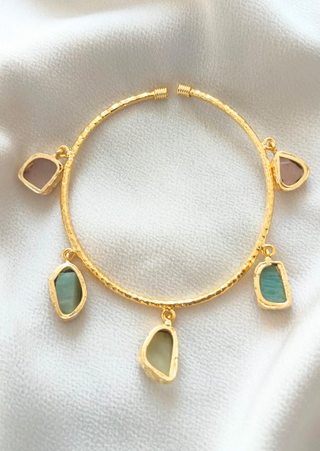 GOLD PLATED ROCK STONE BANGLE BRACELET