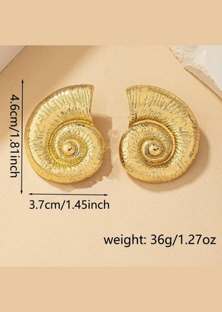 Gold-Plated Ocean Inspired Shell Stud Earring.