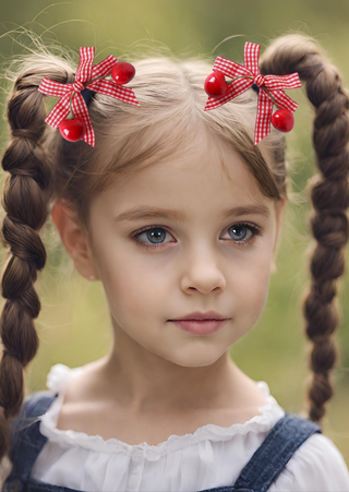 Cherry Bow Hair Clip Set of 2 - 3.5"