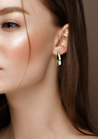 Dual Tone Raindrop Earring