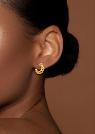 18K Gold-Plated Hoop Earring Embellished with Zircon