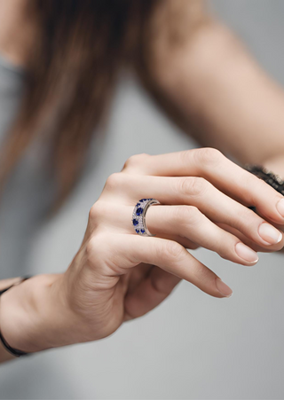 Blue Zircon Patriotic Silver Ring