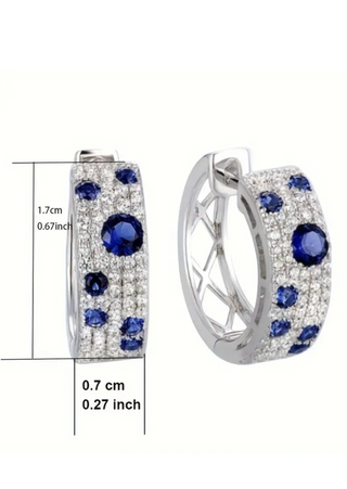 Silver Blue Crystal Hoop Earring