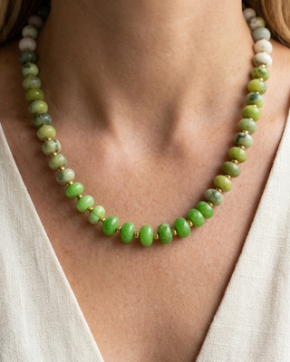 Fall Natural Stone Beaded Adjustable Necklaces-W