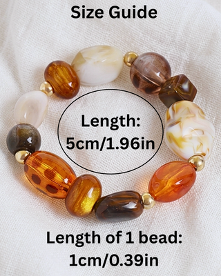 Fall Natural Stone Chunky Bead Necklace & Bracelet-W