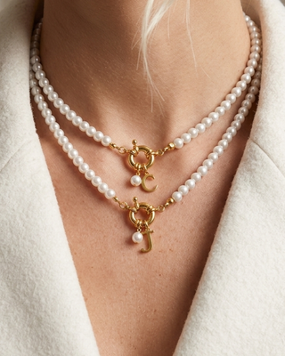 Pre-Order Pearl Initial/Letter 18K Gold Necklace-W