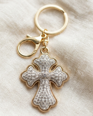 Faith Cross Rhinestone Statement Bag Charm/Keychain-W