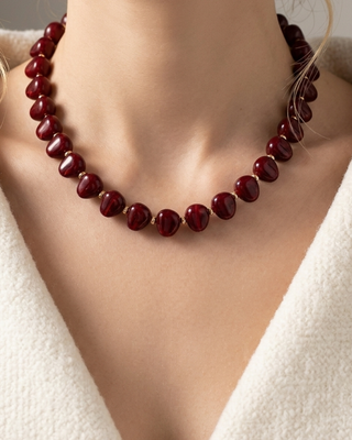 Fall Marble Beaded Necklaces-W