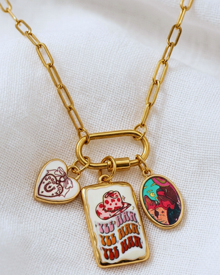 Yee Haw Good Luck Charms Western Paperclip Necklace-W