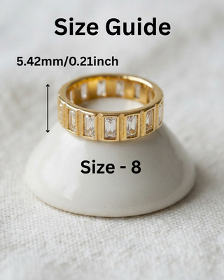 18K Gold Eternity Band Zircon Statement Ring Set of 2-W