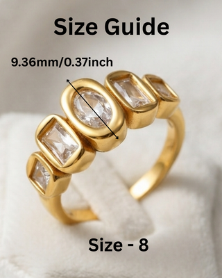 18K Gold Multi Stone Bezel Statement Ring Set of 2-W