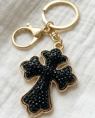 Faith Cross Rhinestone Statement Bag Charm/Keychain-W