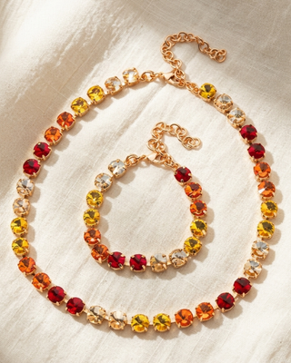 Pre-order Multicolor Crystal Gemstone Adjustable Necklace & Bracelet Set-W