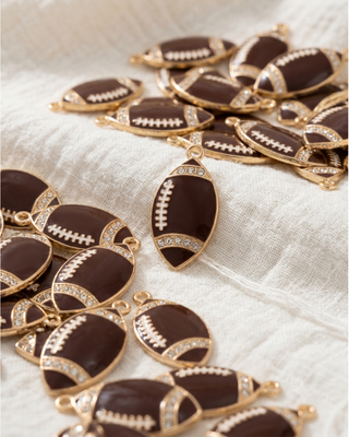 Team Color Bead Football Charm Homecoming Necklaces-W