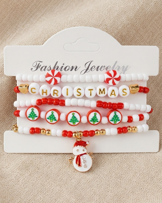 Christmas Snowman Bracelet Stack of 5-W