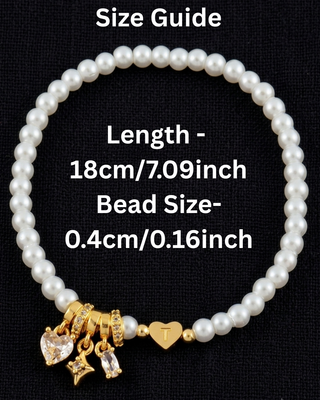 Pre-Order Pearl Zircon Initial/Letter 18K Gold Bracelet-W