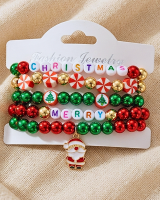 Merry Christmas Santa Bracelet Stack of 5-W