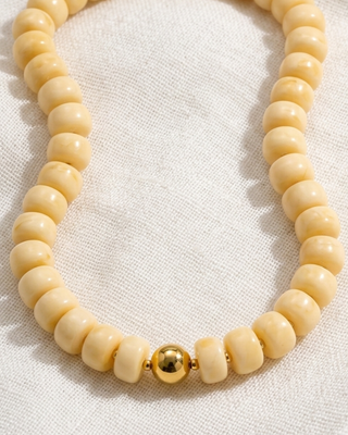Pre-Order Fall Ivory & Amber Chunky Bead Necklace & Bracelet Set-W