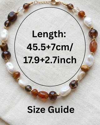 Fall Natural Stone Chunky Bead Necklace & Bracelet-W