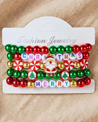 Merry Christmas Santa Bracelet Stack of 5-W