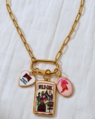 Wild Girl Charms Western Paperclip Necklace-W