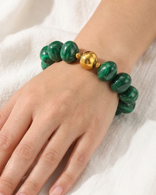 Christmas Red & Green Chunky Bead Necklace & Bracelet Set-W
