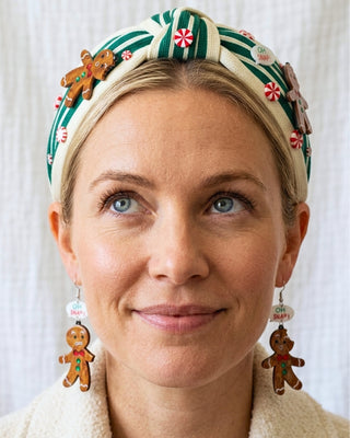 Christmas “Oh Snap!” Gingerbread Holiday Headband & Earring-W