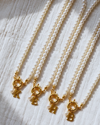 Pre-Order Pearl Initial/Letter 18K Gold Necklace-W