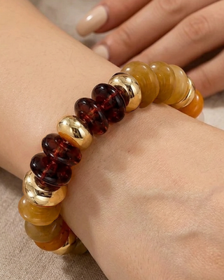 Fall Earth Tone Chunky Beaded Necklace & Bracelet-W