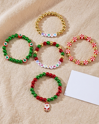 Merry Christmas Santa Bracelet Stack of 5-W