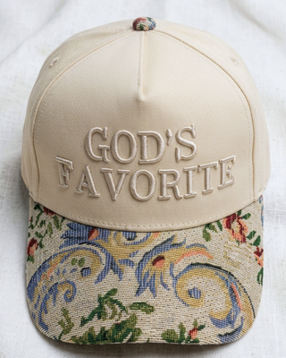 God's Favourite Embroidered Floral Print Cap-W