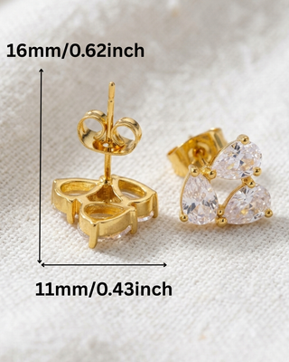 Gold Waterdrop Rhinestone Flat Back Stud Earring-W